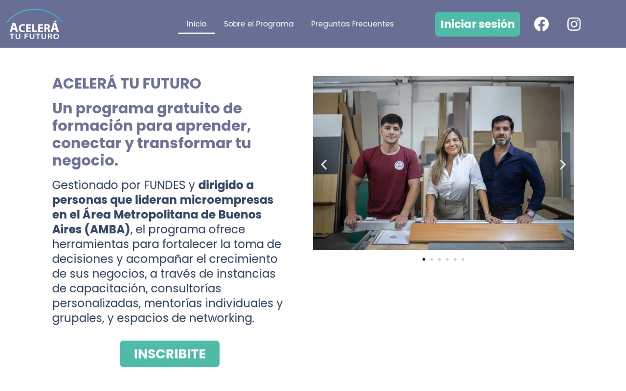 Acelerá Tu Futuro public website preview